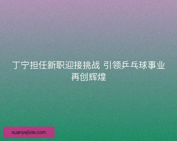 丁宁担任新职迎接挑战 引领乒乓球事业再创辉煌